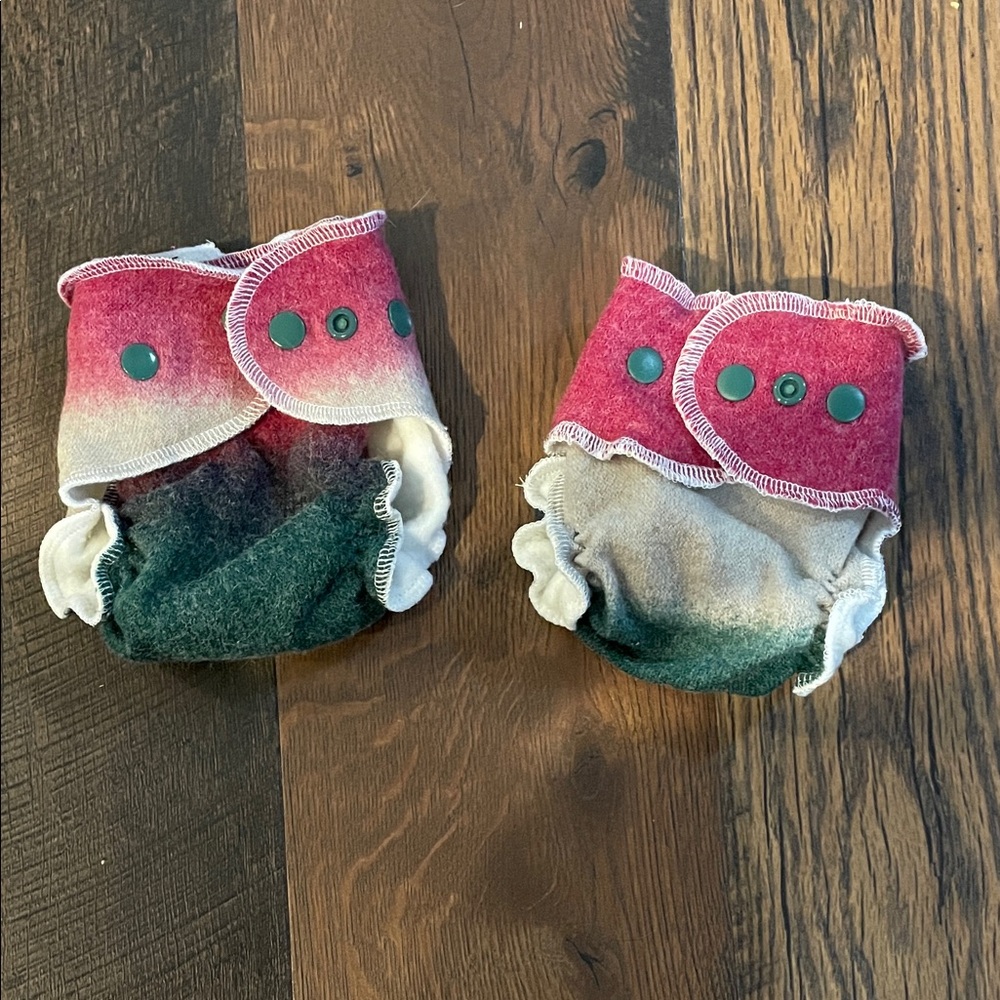 Set of 2 newborn wool diaper covers